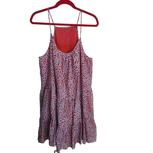 Diane Von Furstenberg Silk Red Blue Pattern Spaghetti Strap Flounce Dress Size M - Picture 1 of 5